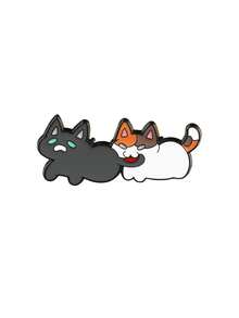 1pc Cute Cartoon Animal Brooch, Adorable 2 Cats Metal Badge Decoration For Student Uniform, Backpack - Multicolor - View 12