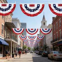 3x6 Feet 250th Anniversary Large American Flags Patriotic Bunting Stars Stripes 4th Of July Pleated Fan USA Flag Banners Red White Blue Decorations For Outdoor Porch, Memorial Day, Independence Day - 查看 4