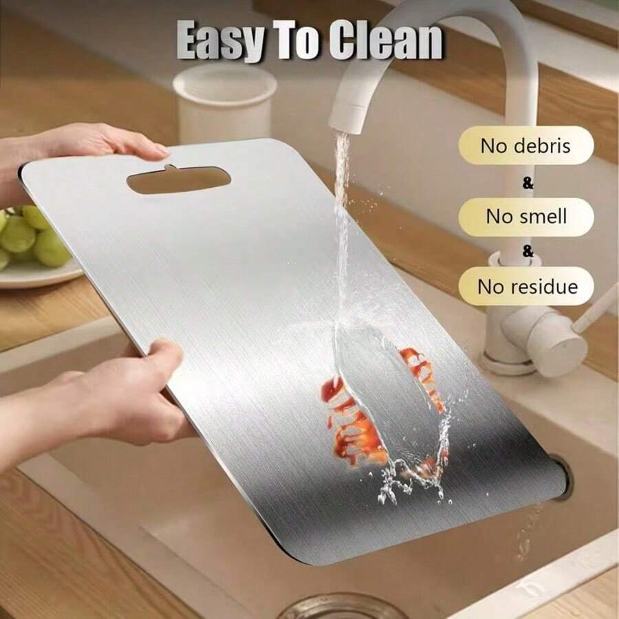 Stainless Steel Cutting Board, Double-Sided Kitchen Chopping Board With Hanging Hole, Easy To Clean, Non-Slip Food Prep Board For Meat, Vegetables, Fruits, Kitchen