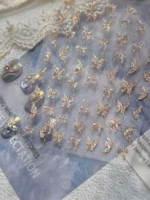 1 pieza Pegatina de arte de uñas de mariposa brillante, pegatina de uñas de mariposa delicada, pegatina de decoración de uñas dura y delgada para manualidades - Multicolor - Ver 2