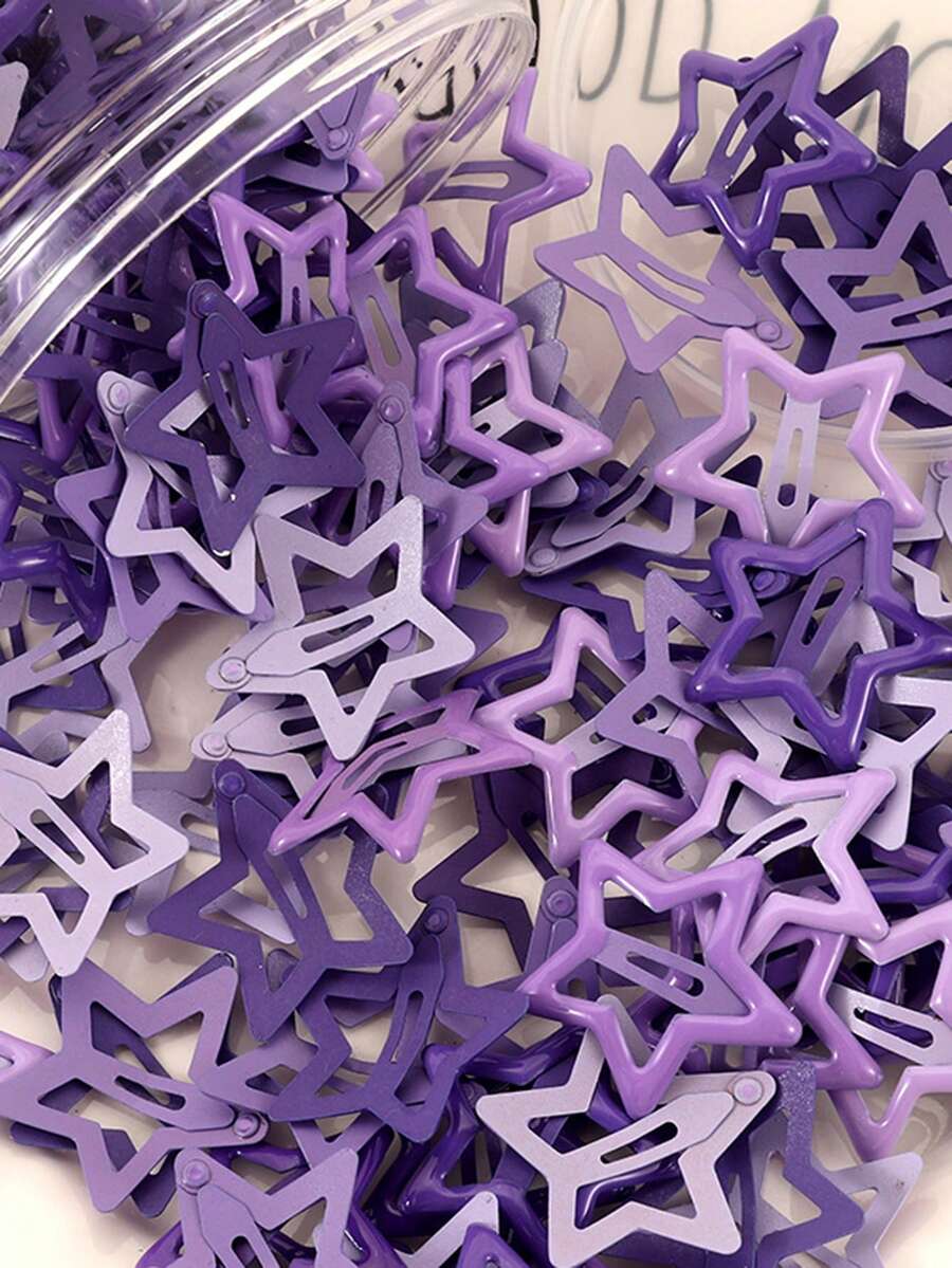20pcs Star Shaped Hair Clips, Suitable For Daily Wear - Purple - View 1