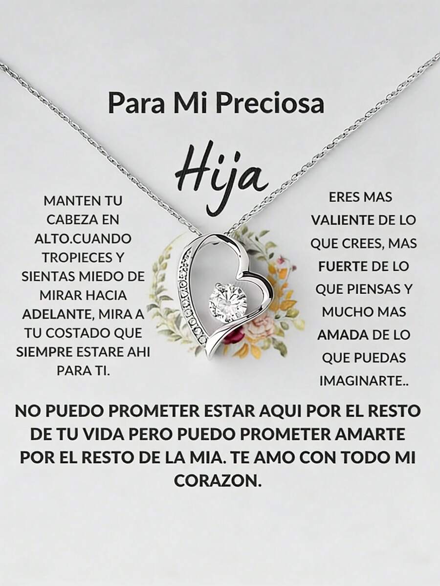 suteyi 致我最亲爱的女儿，永恒的爱，优雅的心形项链，配有黄铜吊坠，非常适合毕业典礼、母亲节、生日和婚礼。 - 銀色 - 查看 1