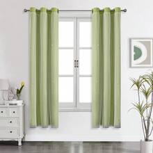 1pc Hollow Star Curtain, Polyester Lace Double-Layer Curtain, Darkening Curtain For Living Room & Bedroom, Cute Style - 淡綠 - 查看 23