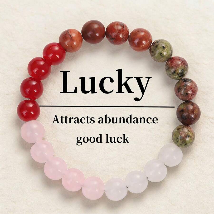 天然石幸运手链 - 招财纳福，能量疗愈水晶饰品，男女皆宜 - 多色 - 查看 1