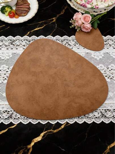 Faux Leather Placemats And Coasters, Heat-Resistant Non-Slip Washable Coffee Mats, Nordic Style Coffee Cup Coasters, Dining Room Kitchen Decor, Non-Slip Washable Coasters, European-Style Placemats, Suitable For Dinner Parties, Home And Restaurants