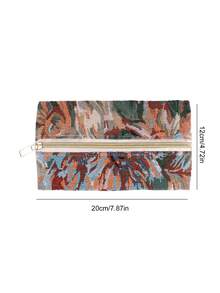 1个大容量提花彩色编织植物主题铅笔盒，配有玫瑰金拉链，可用作旅行化妆包，收纳眉笔和口红，适合存放学习用品和美容必需品，是学生和上班族的理想礼物，适合返校促销、情人节、万圣节、圣诞节、感恩节、生日、返校季礼物、圣尼古拉斯节、主显节、圣诞节等场合，简约可爱的铅笔盒。 - BH1092 - 查看 12