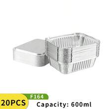 Hộp đựng thức ăn bằng giấy bạc nhôm vuông dùng một lần, hộp đựng bằng giấy bạc dày, hộp đựng đồ nướng, hộp đựng đồ ăn mang đi, hộp chịu nhiệt dùng trong lò nướng. - Bạc - Xem 14