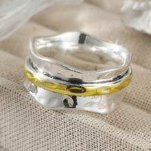 Handmade Hammered Wavy Ring Accessory, With Anti-Pressure Function, Rotatable, A Fashionable Handcrafted Jewelry Stress Relief Item - Two-color - View 6
