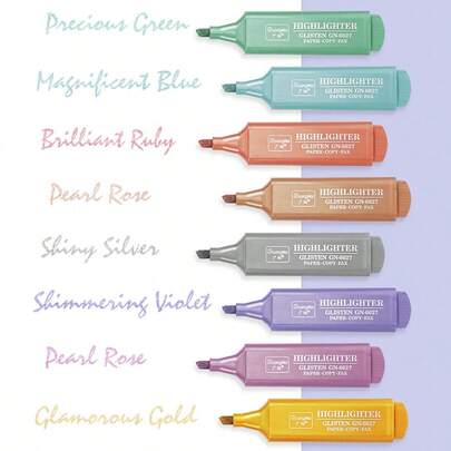 Bộ bút dạ quang 8 màu, lý tưởng để làm nổi bật thông tin quan trọng trong sách giáo khoa, ghi chú và tài liệu, giúp ôn tập và ghi nhớ nhanh chóng. Sử dụng các màu khác nhau để phân loại nội dung và nâng cao hiệu quả tổ chức kiến thức. Thích hợp cho học tập, văn phòng, xử lý tài liệu, sáng tạo, thiết kế, giáo dục và giảng dạy. Không lem mực.