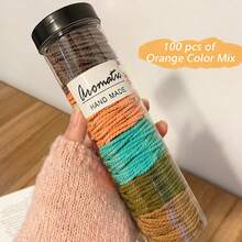 100个/瓶彩色几何发圈套装，包含马尾发圈和弹力发圈，柔软不伤发，用途广泛，日常可用，多种颜色可选，旅行配件，发圈，橡皮筋，发绳，弹性发绳，节日派对必备 - 彩色 - 查看 10