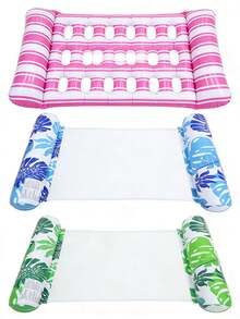 1 Set Adult Hammock Pool Float, 2 Sets Inflatable Pool Float, 4-In-1 Multi-Function Raft Style Floating Lounger, Thick PVC Floating Hammock, Suitable For Swimming Pool, Adult Vacation - Multicolor - View 1