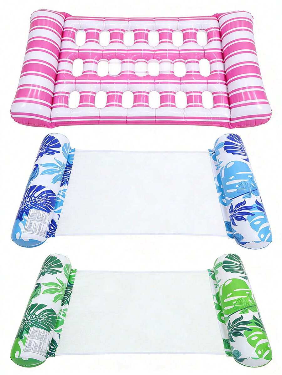 1 Set Adult Hammock Pool Float, 2 Sets Inflatable Pool Float, 4-In-1 Multi-Function Raft Style Floating Lounger, Thick PVC Floating Hammock, Suitable For Swimming Pool, Adult Vacation - Multicolor - View 1