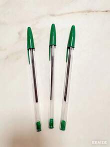 100/50/10/1 pieza Bolígrafo de plástico con forma de bala verde, resistente al agua, creativo, adecuado para hombres, mujeres, estudiantes, para escribir, grabar, marcar, dibujar y otros suministros de oficina y escolares - Redondo - Ver 10
