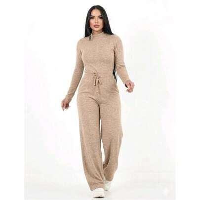Conjunto Feminino Moda Inverno Tendencia Frio Calça Feminina Camisa Manga Longa