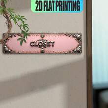 2D Piatto - Un cartello in ferro multifunzionale con titolo in inglese "Closet Pink Gray Silver Floral Swirl", adatto per varie posizioni come bar, soggiorni, sale da pranzo, hotel, camere, ristoranti, uffici, garage, ecc. - multicolore - Visualizzare 5