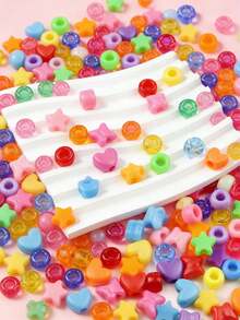 200pcs Mixed Star, Heart, Butterfly, Pony Acrylic Spacer Beads, Colorful Rainbow Beads For DIY Bracelet, Necklace, Braids Accessories - Big Mix - View 8