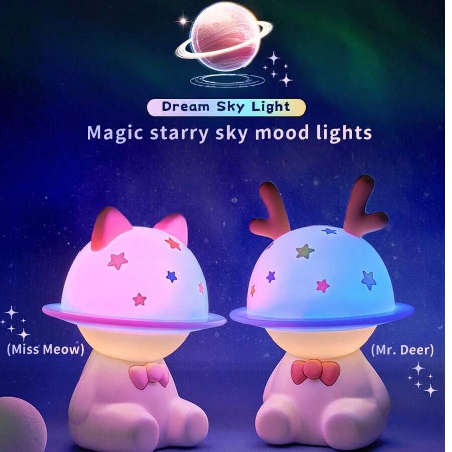 High Quality Kawaii LED Night Lamp Rechargeable Silicone Nightlight With Cartoon Design Cute Animal Night Light - 彩色 - 查看 1