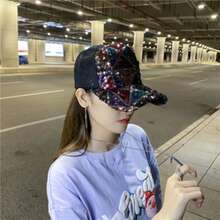 Teettartee 新款歐美時尚彩色亮片棒球網格帽，可調節帽圍，嘻哈防曬帽海灘鴨嘴網格帽，適合戶外休閒、娛樂、旅行 - 彩色 - 查看 10