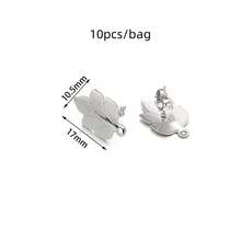 10个/包 不锈钢叶子、树、三叶草、菱形耳钩，简约时尚不褪色耳环配件，DIY珠宝制作耳环组件 - 附吊耳釘 - 查看 19