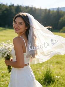 1件优雅白色新娘头饰，带梳子，绣有“新娘”字样，适合伴娘派对、婚礼、订婚和其他场合。 - 多色 - 查看 4