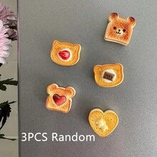 5 pezzi Calamite da frigo in resina a forma di toast cartoni animati, calamite creative, calamite decorative carine, adatte per frigorifero in cucina e ufficio - 5Pcs - Visualizzare 5