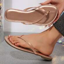 Womens Flip Flops Thong Sandals Shoes Flats For Ladies Slides Lightweight Slippers Summer Casual Beach Dressy Sandals - 玫瑰金 - 查看 7