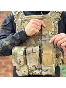 1 MOLLE Triple Magazine Pouch - Outdoor M4 Triple Pouch For Vest Accessory, Made Of Polyester Blend Fabric, With Snap Closure - Multicolor - View 3