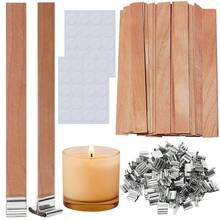 Pcs Wooden Candle Wicks Kit, Includes 50 Wood Wicks (5.1 X 0.5in), 50 Iron Stands And 50 Wick Stickers, Naturally Less Candle Cores For DIY Candle MaFKing - 150 - 查看 1