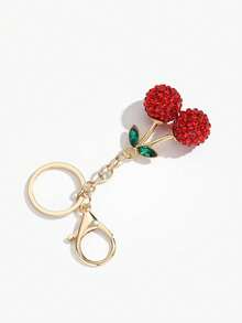1pc Women's Elegant Alloy Crystal Cherry Keychain, Rhinestone Simulated Cherry Bag Charm Gifts For Mother, Father, Graduation, And Teacher - Multicolor - View 13