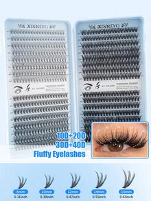 640片D型卷翘单根假睫毛，8-16mm混合款，大容量D型混合款分段式假睫毛册，D型卷翘睫毛，浓密纤长款，适合居家日常佩戴，易于使用，单根睫毛，假睫毛，假睫毛 - 查看 6