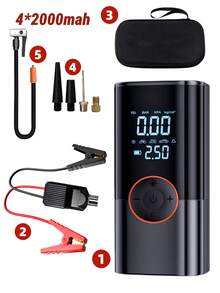 5000A 便携式汽车应急启动器，带空气压缩机 - 12V 电池增压器，LED 照明，USB 快速充电输出，多重保护，包含启动线、气泵和汽车适配器 - ST-9650 - 查看 10