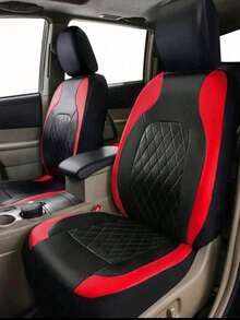 Full Set PU Leather Car Seat Covers, Single-Line Diamond Quilted PU Leather Upholstery, Suitable For Airbags, Breathable And Durable, Water-Resistant, Prevent Car Seat From Stains, Dust And Liquid Splash - Seat Covers - View 3
