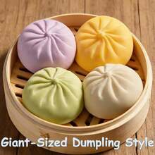 1/4 Pcs Daily Stress Relief Toy, Colorful Dumpling Squeeze Ball, Sensory Fidget Toy, Squeeze Dough Ball Stress Relief Hand Toy, Elastic Tabletop Toy With Food Steamer, Game And Party Favor, Suitable As Gift Or Party Favor(Colors Are Dispatched Randomly.) - 彩色 - 查看 3