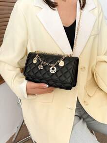 Summer New Versatile Fashion Chain Shoulder Crossbody Square Bag - Black - View 2