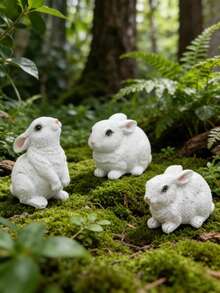 Mini Rabbit Decor, Easter Bunny, Outdoor Garden Ornament Set, Resin Rabbit Sculpture, Garden Animal Statue, Rabbit Figurine For Home Garden Easter Decoration, Best Gift - 1PC - View 3