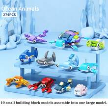 250+Pcs 10-In-1 Birds/Insects/Marine Life/Dinosaurs/Farm Animals Children's Educational Puzzle Building Blocks Set, Desktop Decor, Great Gift For Holidays, Birthdays - Multicolor - View 3