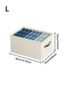 1/2pcs Beige Fabric Collapsible Undergarment Storage Box, Oxfod Cloth Drawer Style Clothes Organizer Box, Household Clothing Shelves Storage For Jeans, Sweaters - Beige - View 11