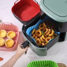 Multifunctional Silicone Air Fryer Baking Tray - Suitable For Air Fryer, Microwave Oven, Oven, Available In Red And Black, Can Bake Chicken Wings/Fries/Vegetables, Heat-Resistant And Easy To Clean, Practical Kitchen Cooking Accessory! - Multicolor - View 4