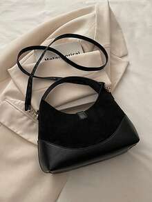 时尚休闲小众女士手提包，新款通勤时尚简约方形包 - 黑色 - 查看 11