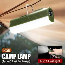 1个可充电手持式手电筒 RGB彩色露营泛光灯户外长效应急手电筒 - 款式A - 查看 2