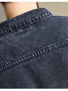 Áo khoác denim nam mùa xuân/thu mới, áo khoác ngoài denim màu đen xám thời trang thường ngày, phong cách đường phố. - màu đen - Xem 5