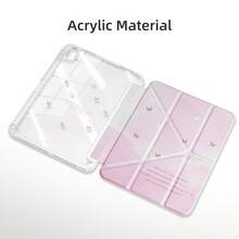 可爱Y型可折叠平板电脑保护套，带笔槽，适用于iPad Air 8 (M4) 11英寸/13英寸/2026款/第11代 (A16)/Air 11 M3 M2/Pro 11 M4 M5/第7代/第8代/第9代 10.2英寸/第10代 10.9英寸/Air 4/Air 5，防摔设计 - 粉紅色蝴蝶 - 查看 4