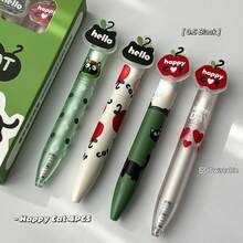 4盒快乐猫造型圆珠笔，0.5毫米速干黑色墨水，磁性旋转创意书写笔，办公用品 - 套 - 查看 1