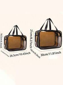 1pc PVC Transparent Cosmetic Bag, Handheld Toiletry Pouch, Makeup Bag, Travel Essential - Multicolor - View 9