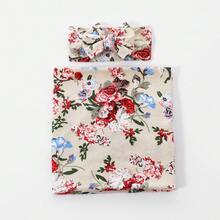 Receiving Blanket Headband Set Flower Print Baby Swaddle Blankets - Nhiều màu - Xem 3
