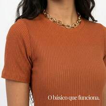 Set Of 3 Basic Ribbed Knit Blouses For Women, Babylook Premium Casual Everyday Wear - 赤陶色 + 黑色 + 米色 - 查看 7