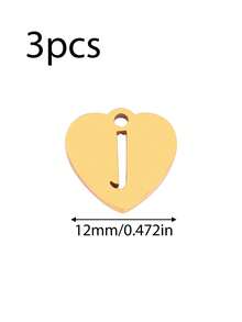 3个/套 心形吊坠 不锈钢英文字母吊坠 A-Z 字母饰品，适用于手工手链、耳环等珠宝制作 - 吊墜 - 查看 50