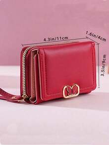 Women Short Zipper Tri-Fold Wallet With Butterfly Metal Decor Fashion New Multi-Card Slot Handheld Coin Purse Wallet Purse Wallet Mini Wallet Small Wallet - màu đen - Xem 5