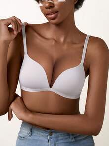 Sujetador inalámbrico push-up para mujer - Soporte cómodo todo el día, ajuste sin costuras - Blanco - Ver 6