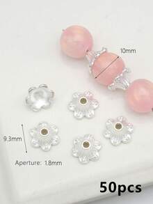 50个混合合金花形珠帽，三叶草、桃花、雪花图案，DIY珠宝制作配件 - 彩色 - 查看 11